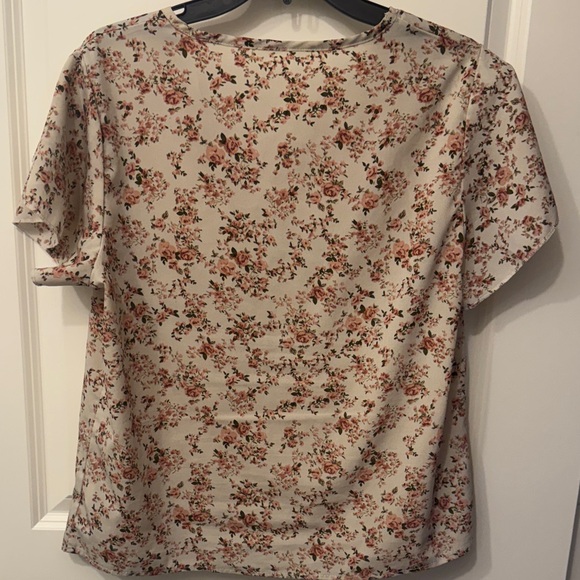 SHEIN Cream and Pink Floral Blouse - Picture 2 of 6